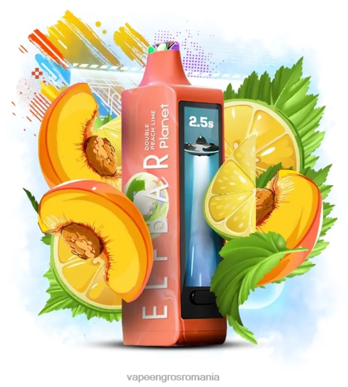 Elf Bar Planet 25000 - T48V031 lime dublu de piersici Țigară Electronică Cu Încărcător