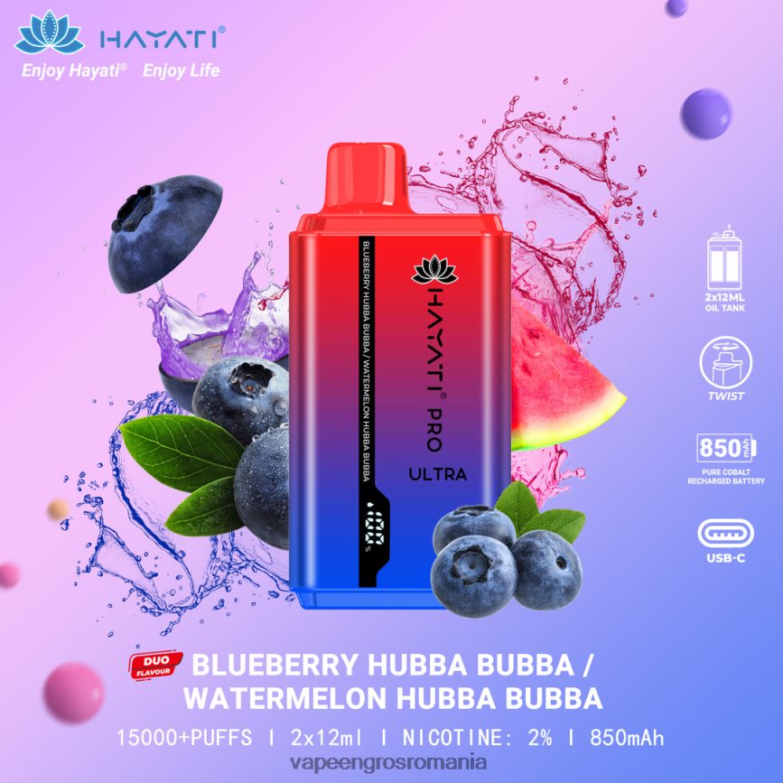Puff Vape En Gros afine hubba bubba/pepene verde hubba bubba N48BL222 Hayati Pro Ultra