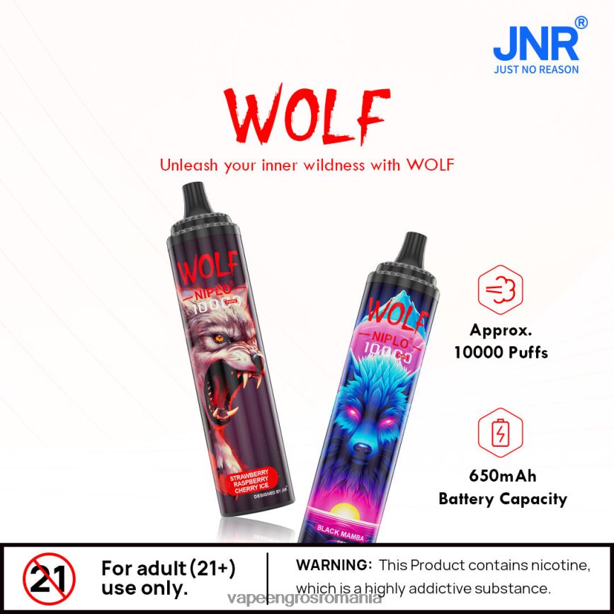 Puff Vape En Gros gheata de piersici N48BL102 JNR WOLF NIPLO