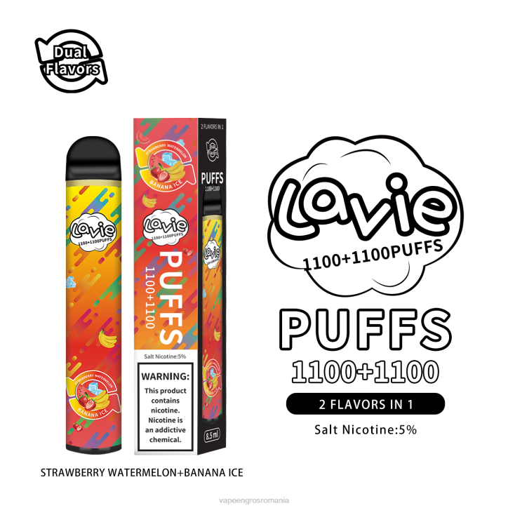 LAVIE BAR Switch 2200 pufuri 8BXF295 | Țigară Electronică Cu Încărcător capsuni pepene verde/banana gheata